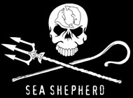 sea shepherd logo in white with black background